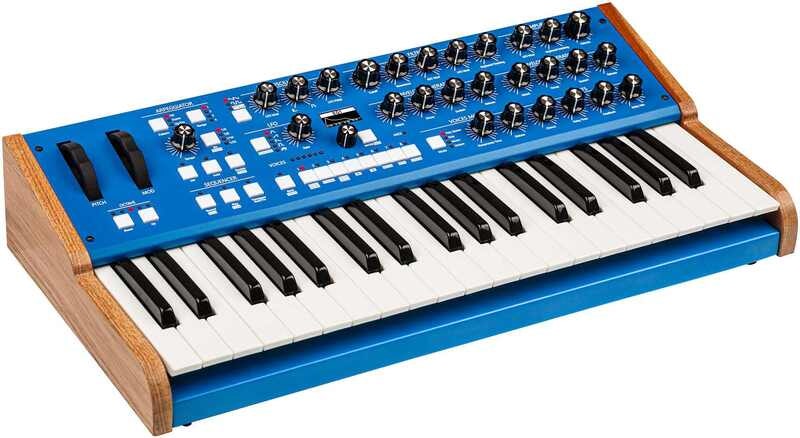 GS Music Bree6 Keyboard 37 Blue - blå analogsynth med klaviatur og tresider